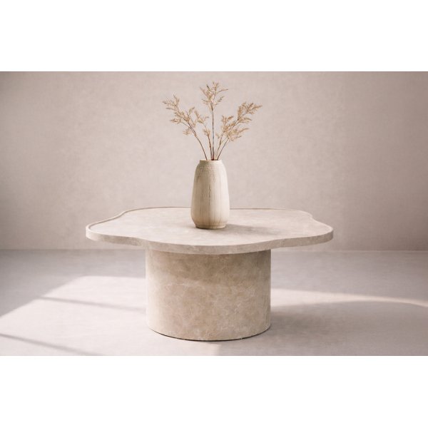 Salongbord Ilse �90 cm - beige marmorm�nstret