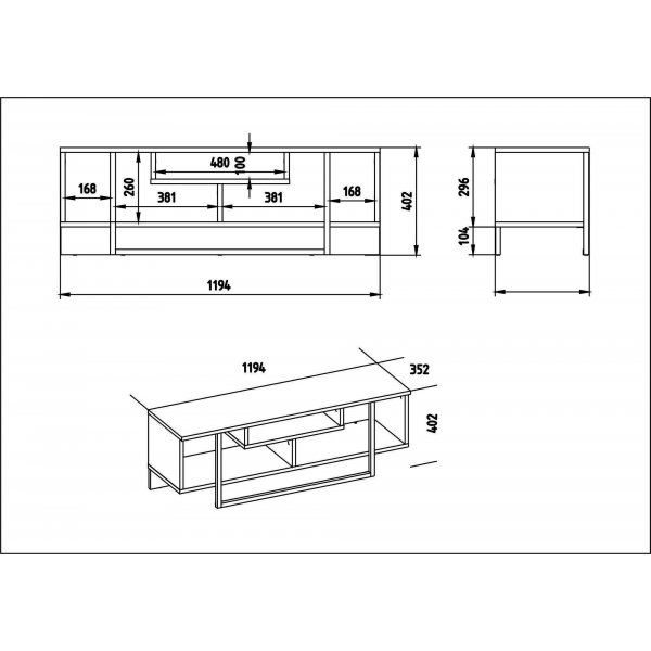 Asal mediebenk - Valn�tt/svart