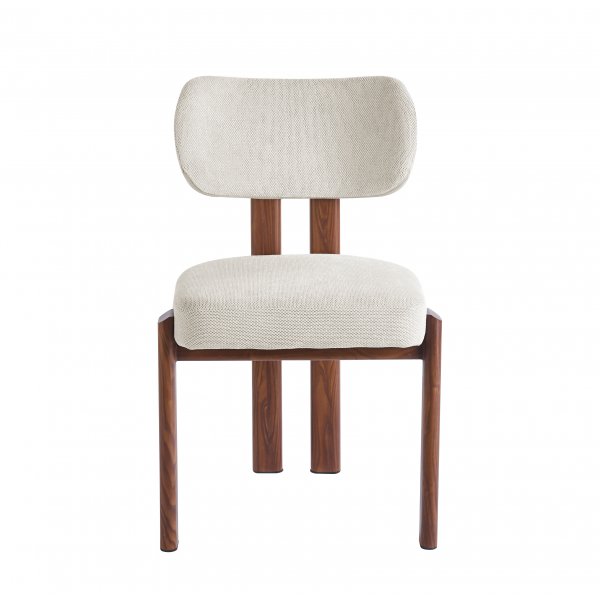 Callum spisestol i beige stoff / ben i valnttfiner