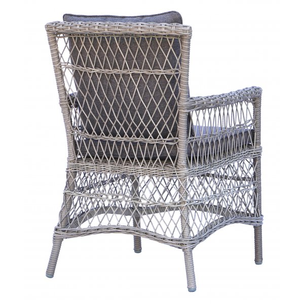 Utendørsgruppe; 4 stoler og spisebord Ø110 cm grå/rotting - Jacksonville/Provence Utendørsgruppe; 4 stoler og spisebord Ø110 cm grå/rotting - Jacksonville/Provence