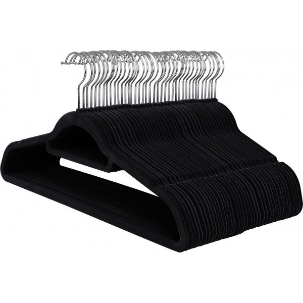 Kleshenger, flyel, 45 cm, 50-pakning - Sort