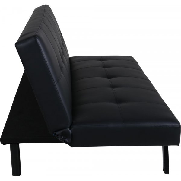 Sleep sovesofa - Svart kunstig skinn + Tekstilpleie for m�bler