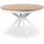 Fitchburg spisegruppe; rundt spisebord 106 /141 cm - Hvit / oljet eik med 4 Skagenstoler med kryss i ryggen, sete i grått stoff