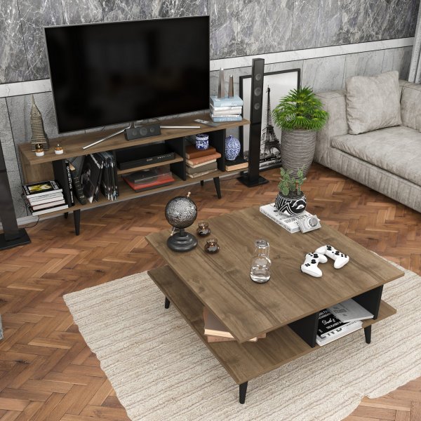 Akya mediabenk - Valntt/svart