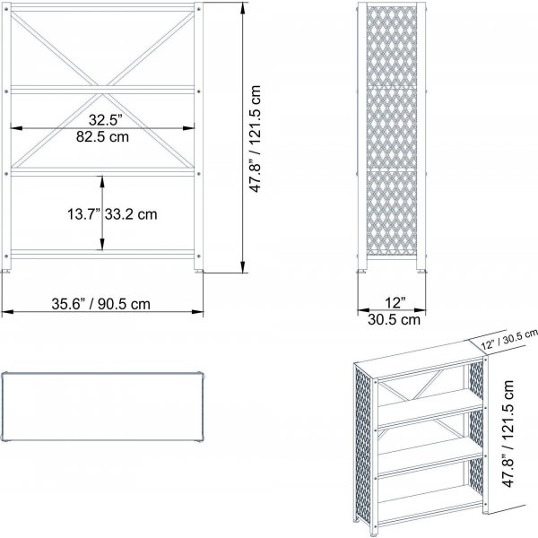 Shenna bokhylle - Hvit/svart