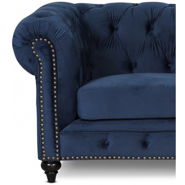 Chesterfield Montgomery 3-seter sofa - Bl flyel