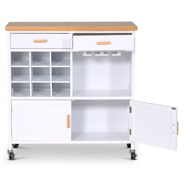 Living kjøkkenøy med vinstativ - Eik/hvit + Tekstilpleie for møbler Living kjøkkenøy med vinstativ - Eik/hvit + Tekstilpleie for møbler