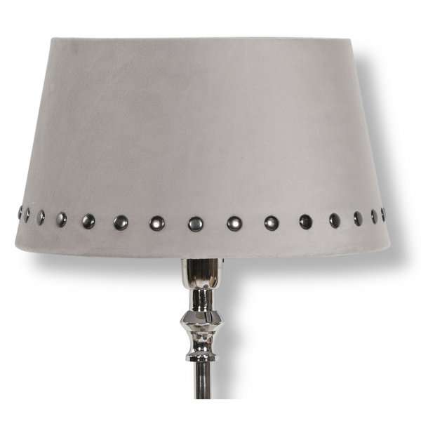 Flyelslampeskjerm med nagler 33 cm - Beige / Smoke farget