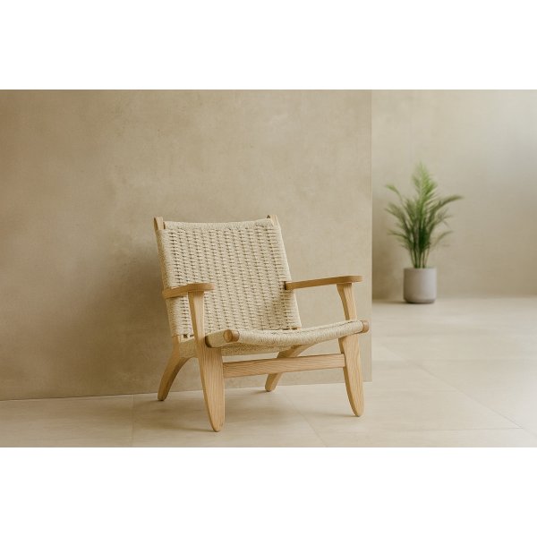 Lenestol Lazy - beige / hvitkalket