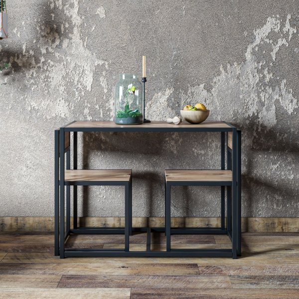 Bazar bord med stoler - Furu/svart Bazar bord med stoler - Furu/svart