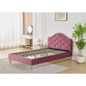 Lemings sengeramme med sengegavl - Rosa fløyel - 120 x 200 cm Lemings sengeramme med sengegavl - Rosa fløyel - 120 x 200 cm