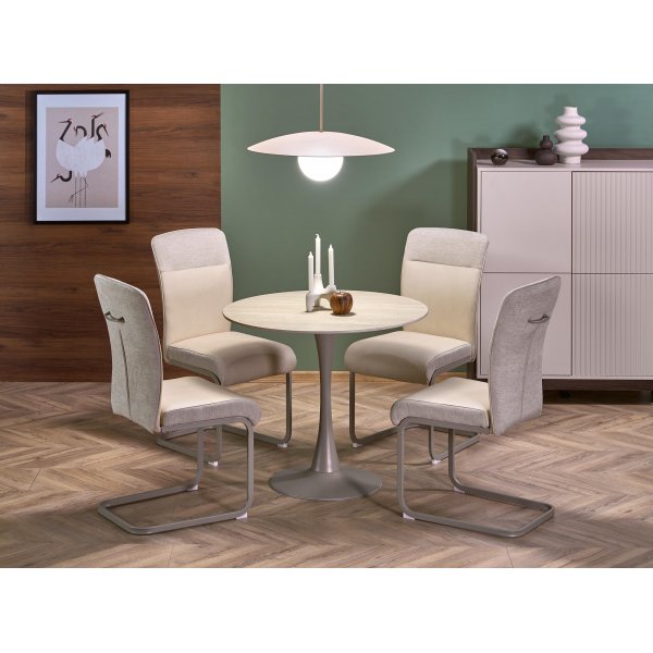 Spisebord rundt 90 cm beige travertin