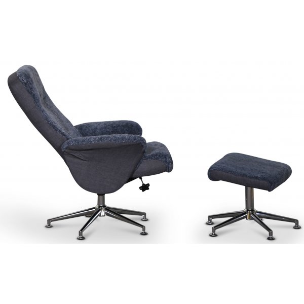 Times lenestol med fotskammel (Recliner) - Mørkegrått saueskinn Times lenestol med fotskammel (Recliner) - Mørkegrått saueskinn