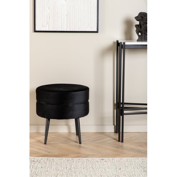 Mariana sittepuff - Svart flyel