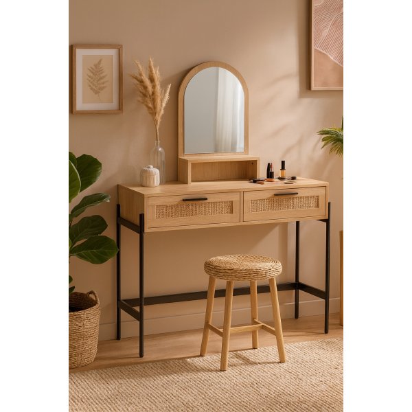 Carmen toalettbord 104 x 35 cm - Beige/svart