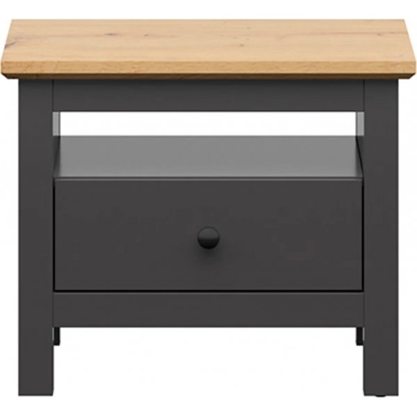 Hesen nattbord - Grafitt/eik