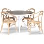 Skagen spisegruppe; rundt spisebord 120 cm - Hvit / brunbeiset eik med 4 stk Danderyd No.30 stoler whitewash