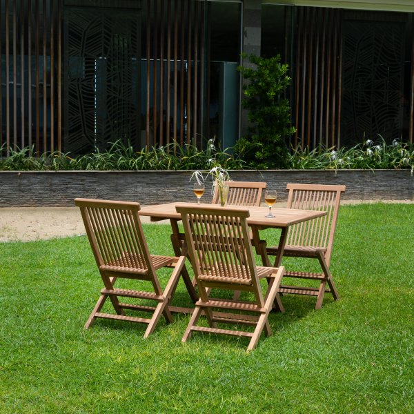 Salt spisegruppe for uteplassen spisebord 120x70 cm med 4 stk. Salt spisestoler - Teak