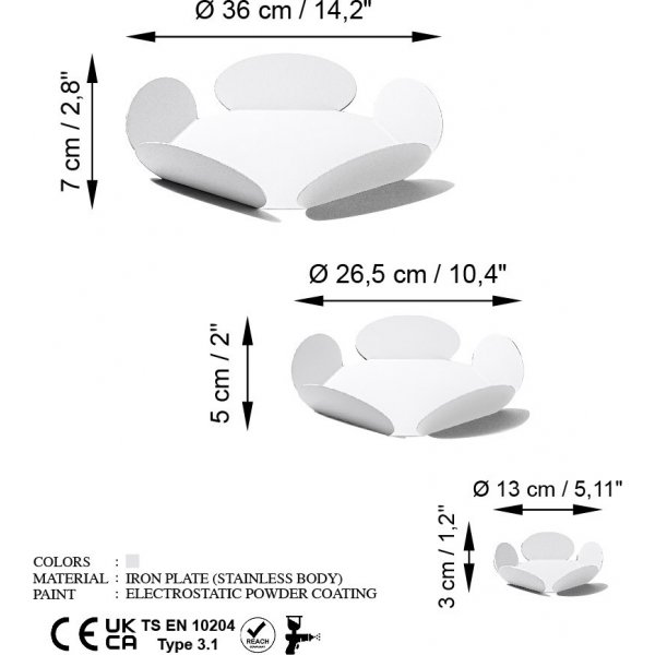 Rhodos dekorativt fat - Hvit