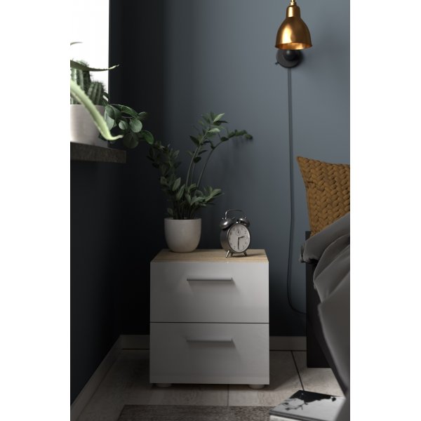 Pepe nattbord - Eik/hvit