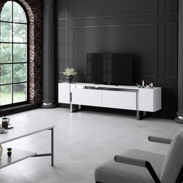 Erki TV-stativ - Hvit/sølv Erki TV-stativ - Hvit/sølv