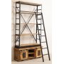 WoodCraft bokhylle med skyvedrer og stige - Vintage / Mango
