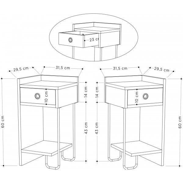 Canis nattbord - Hvit Canis nattbord - Hvit