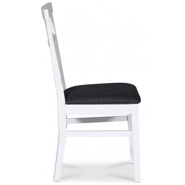Skagen stol med kryss- og stoffsete - Hvit / Grå + Tekstilrens for møbler Skagen stol med kryss- og stoffsete - Hvit / Grå + Tekstilrens for møbler
