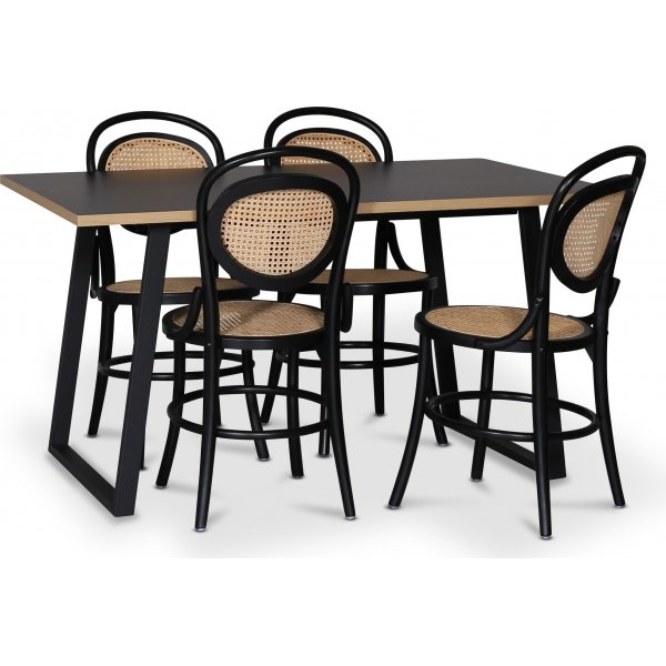 Edge 3.0 spisegruppe 140x90 cm inkludert 4 stk. svarte Alicia stoler i byd tre - svart hytrykkslaminat (HPL)