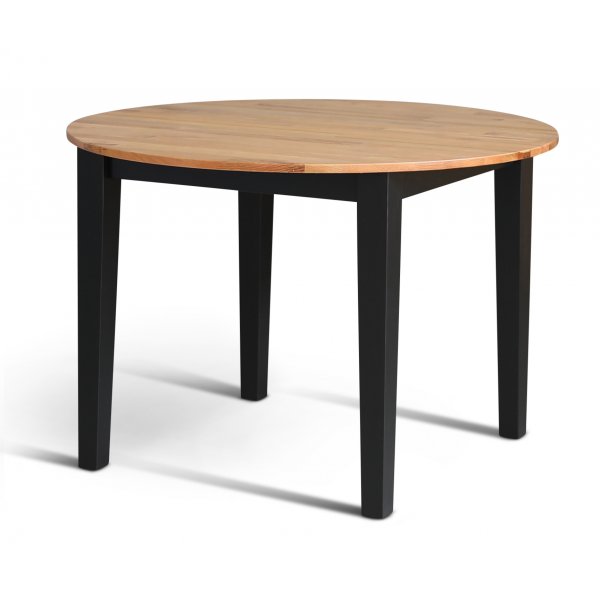 Dalsland spisegruppe: Rundt bord i Eik/Sort med 4 røde Pinnstola Dalsland spisegruppe: Rundt bord i Eik/Sort med 4 røde Pinnstola