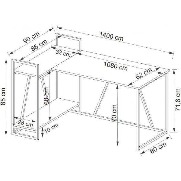 Lissa hjørnepult 140 x 90 cm - Safir eik/hvit Lissa hjørnepult 140 x 90 cm - Safir eik/hvit