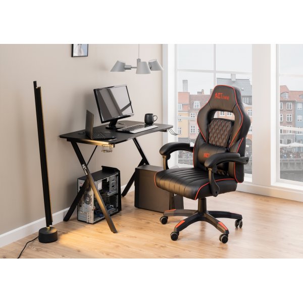 Canyon kontorstol / gaming stol - Sort PU/r�d