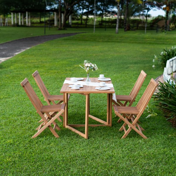 Salt� spisegruppe for uteplassen klaffbord med 4 stk. spisestoler - Teak