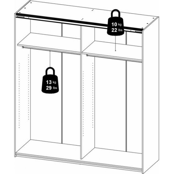 Verona garderobe med speildr - Sort