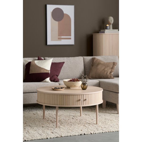 Slide sofabord 90 cm - Hvitpigmentert eik