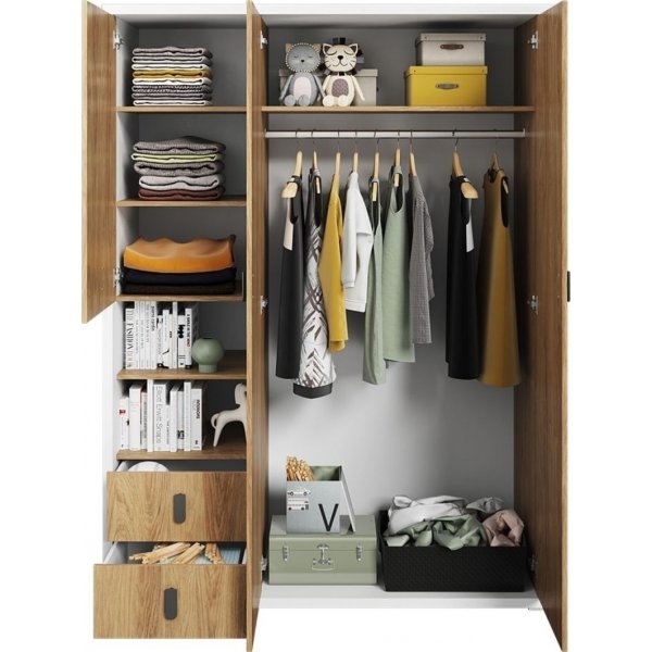 Simi garderobe 150 cm - Hickory/hvit Simi garderobe 150 cm - Hickory/hvit