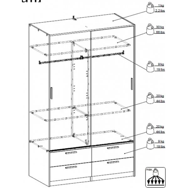 Line garderobe - Eik/hvit Line garderobe - Eik/hvit