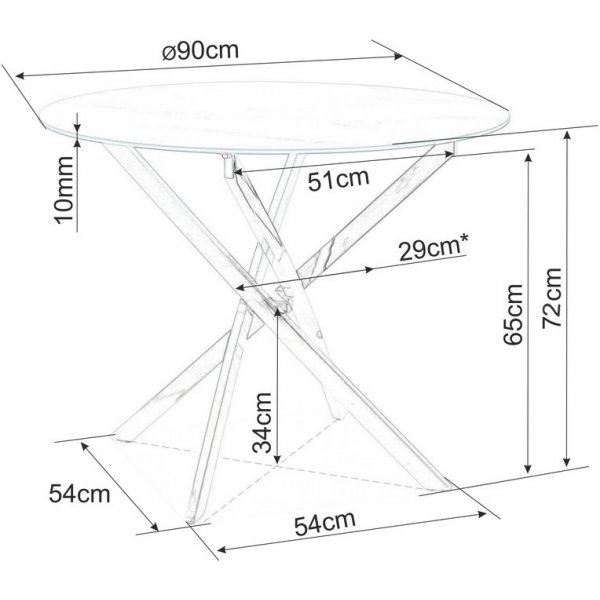 Charlotte rundt spisebord med gullben 90 cm + Mbelftter
