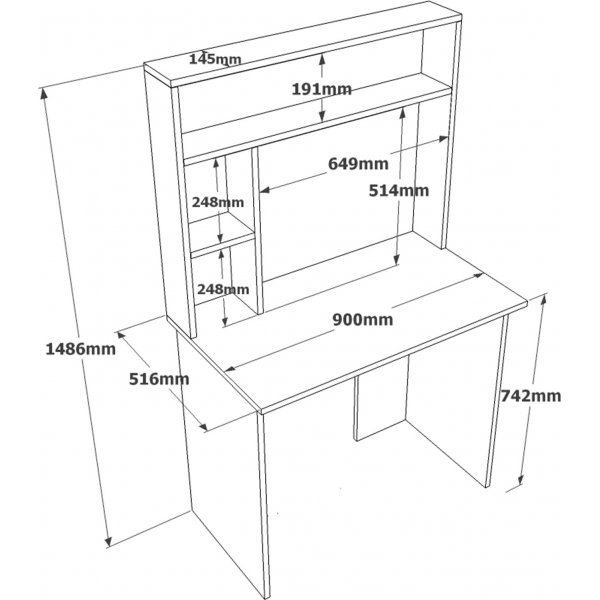 Bernt skrivebord 148,6 x 90 cm - Furu/hvit Bernt skrivebord 148,6 x 90 cm - Furu/hvit
