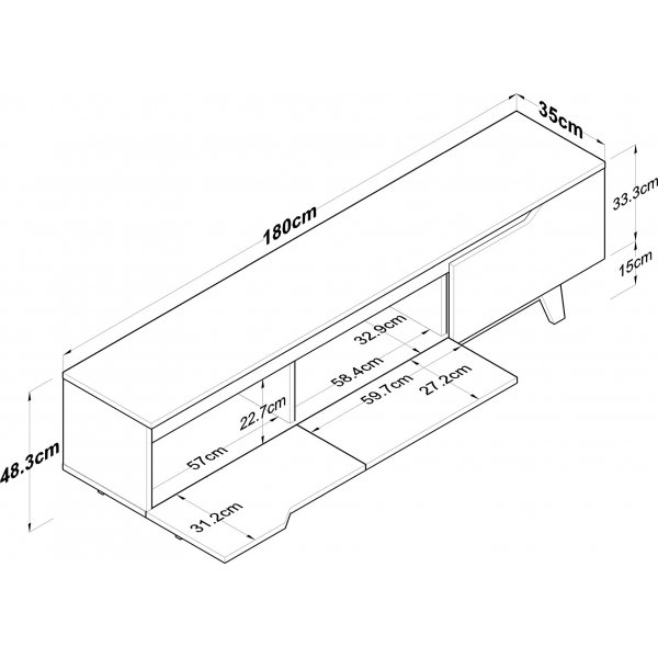 Duno media benk Hvit/valntt