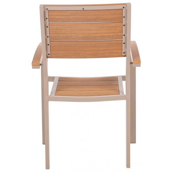 Utendrs spisegruppe: 6 stoler med bord 205 x 90 cm beige/eik - Las Vegas