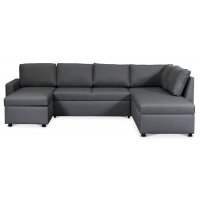 Dream sovesofa med oppbevaring (U-sofa) høyre - Mørkegrå (stoff)