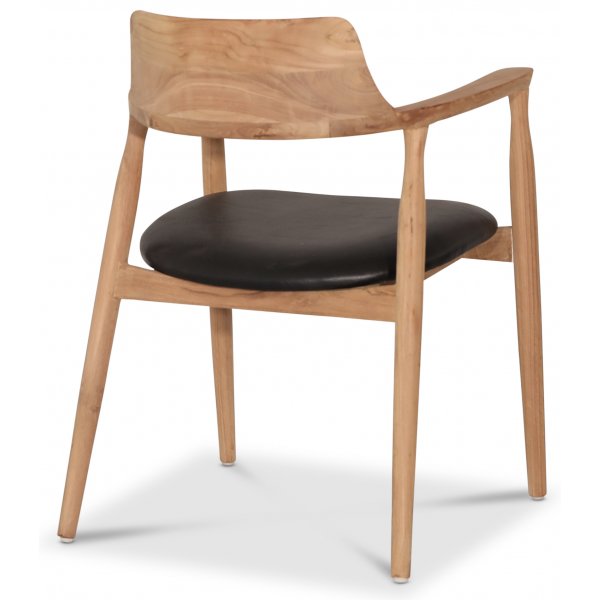 Caraca karmstol i teak - Svart PU Caraca karmstol i teak - Svart PU