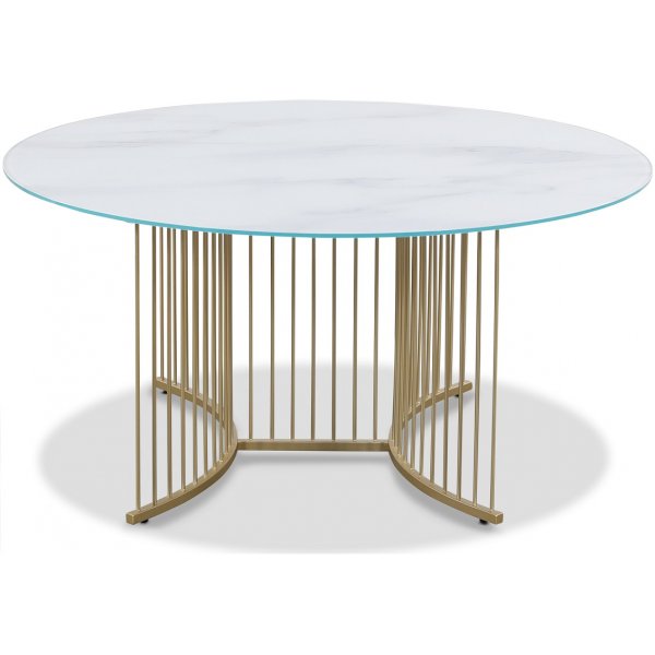 Tiffany Falcon sofabord - Messing / Hvitt marmorglass
