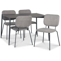 Lokrume spisegruppe med bord på 120 cm i mørkt tre + 4 stk Lokrume grå stoler