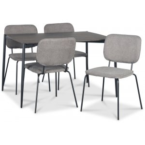 Lokrume spisegruppe med bord p 120 cm i mrkt tre + 4 stk Lokrume gr stoler