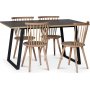 Edge 3.0 spisegruppe 140x90 cm inkludert 4 stk. hvitoljede Castor pinnestoler - svart hytrykkslaminat (HPL)