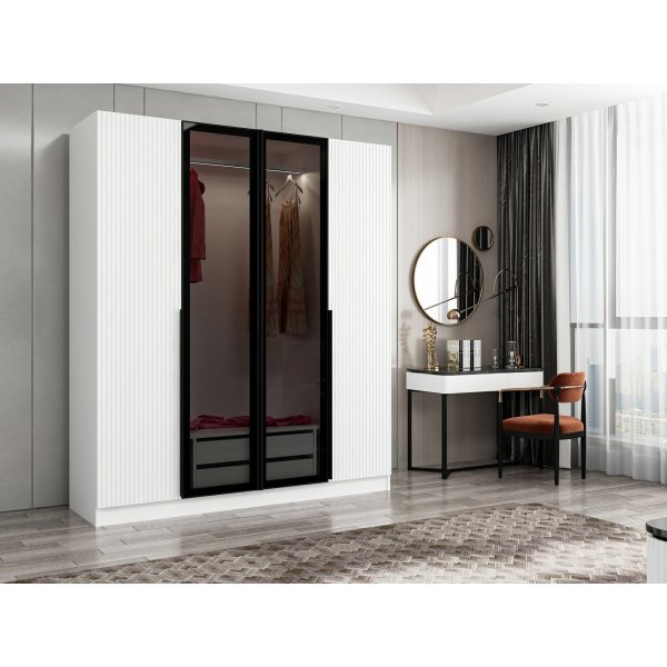 Cikani garderobe 180x52x210 cm - Hvit/fume Cikani garderobe 180x52x210 cm - Hvit/fume