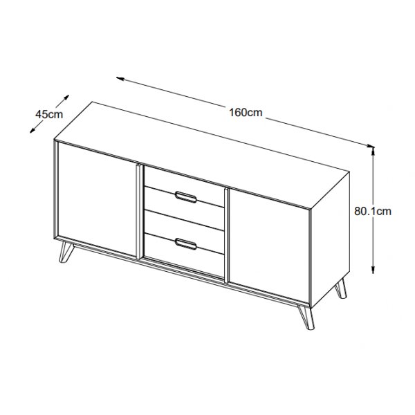 Bito skjenk i oljet eik 160 cm