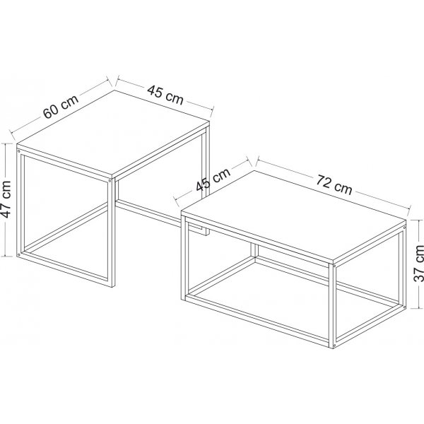 Lekebord 60/72 x 47/37 cm - Sort